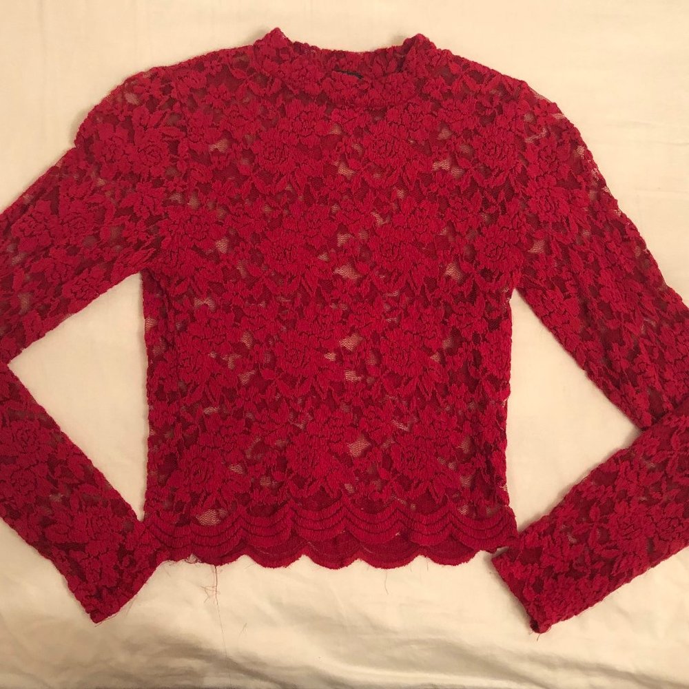 sexy mock neck lace long sleeve